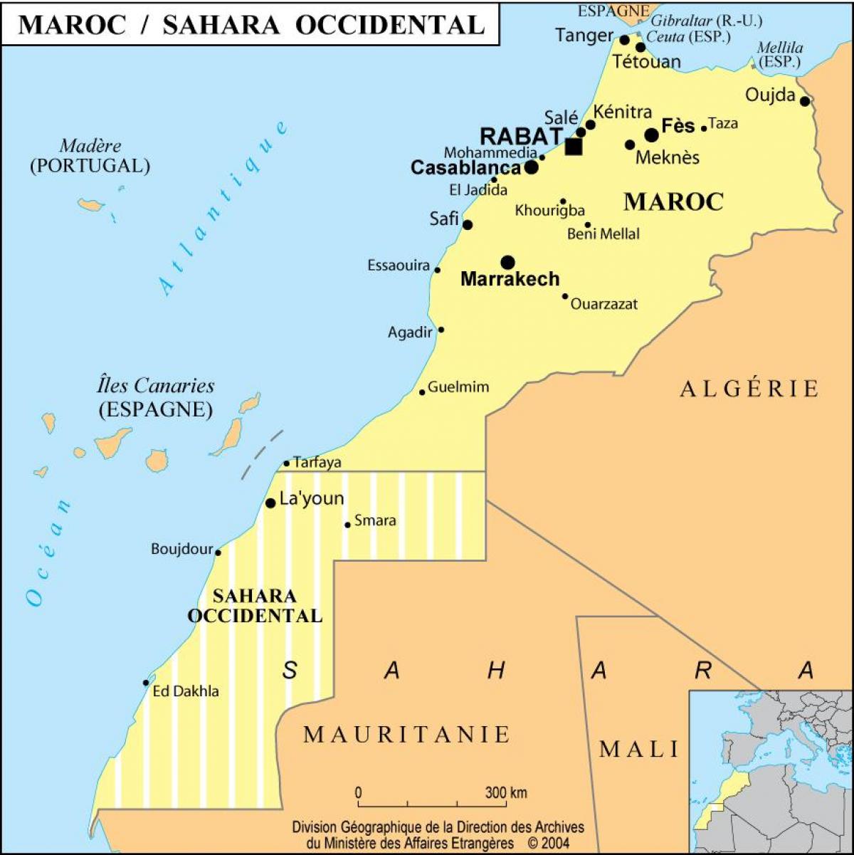 Mappa del Marocco con le principali città