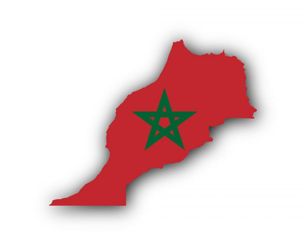 Mappa della bandiera del Marocco: Mappa Marocco con bandiera all'interno